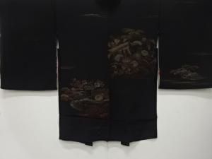 大正ロマン　漆　几帳に松竹梅・花模様織出し　羽織